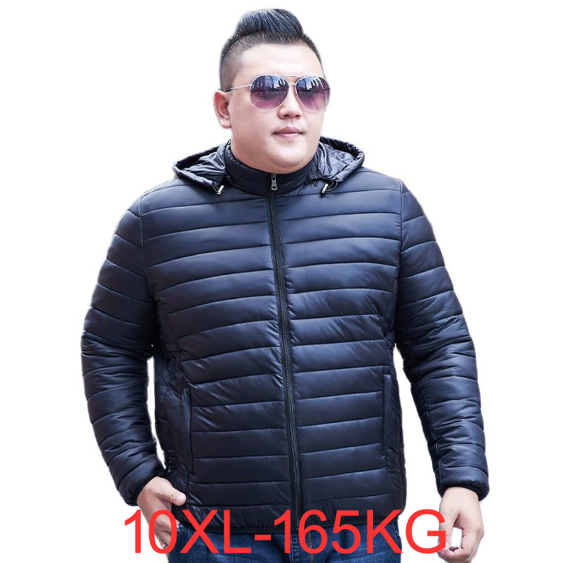 Autumn Winter Men Jackets 10XL Bust 158cm 5XL 6XL 7XL 8XL 9XL Plus Size Coat Outwear Hooded Male Windbreak