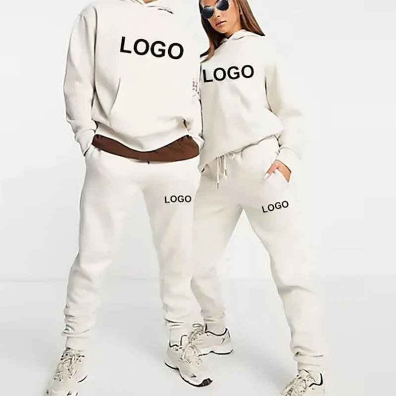 Customized Printed Men Women Tracksuit Hooded Sweatshirts and Jogger Pants High Quality Unisex Daily Casual Sports Hoodies Suit 250728