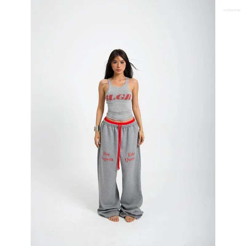 Women's Pants Girl Sports Beauty Cool Contrasting Color Double Waist Splicing Casual Spring And Autumn Loose Ins