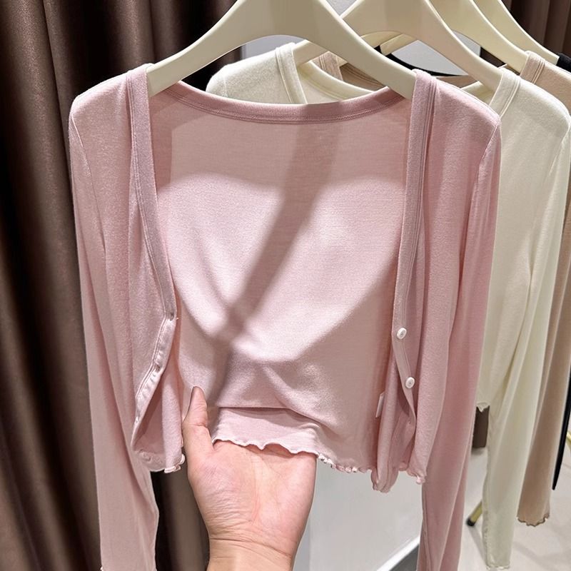 Plus Size Modal Shawl Sun Protection Clothing Women's Fat mm Summer New Outer Blouse Thin Cardigan Short Outwear