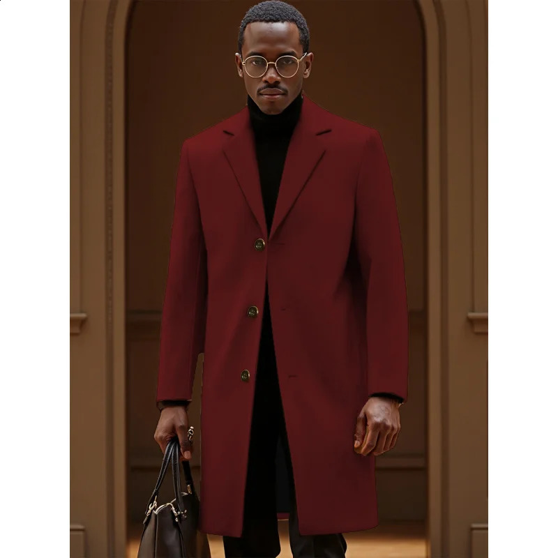 2025Classic European and American Style Simple Mens Trench Coat Party SingleBreasted WrinkleResistant Jacket 250730