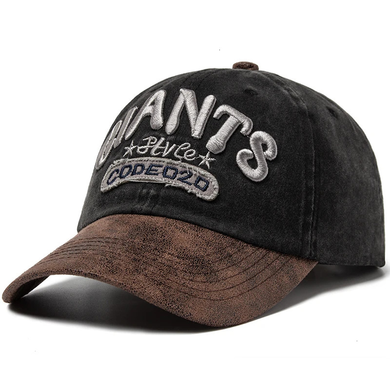 CNTANG PU Leather Washing Cotton Men Baseball Cap Letter Embroidery Womens Caps Summer Casual Unisex Sun Visor Hat Adjustable 250729