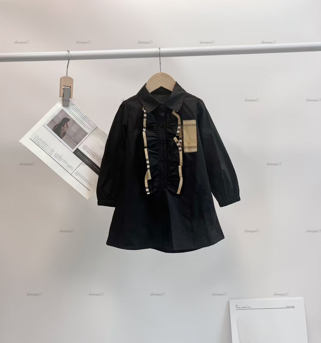 Top Girls dress Ruffled lace design kids dress designer Baby Clothes girls dresses Long sleeve shirt design baby skirt A215X06N051-image-1069101869