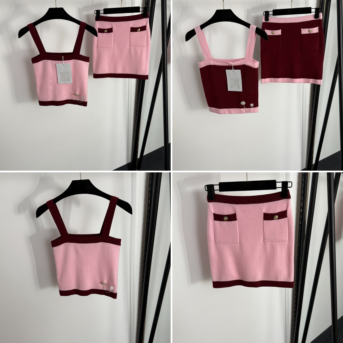 Knitted Sling Camisoles Skirts Luxury Wool Tracksuits Designer Tops Outfits Summer Sexy Tankinis Skirt Tracksuits