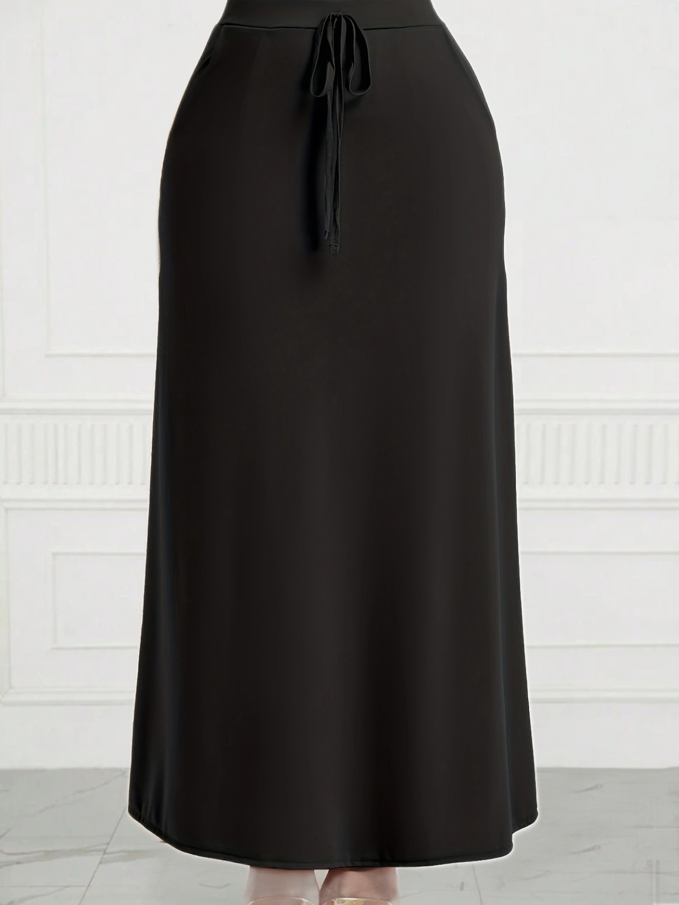 Plus Size 1XL-5XL Pocket A-Line Skirt Women's High Waisted Trendy Knee Length Ladies Clothing Tight Skirt