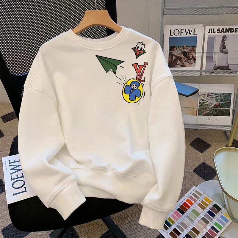 Designers design winter popular logo patch round collar men and women couples casual fashion long sleeves