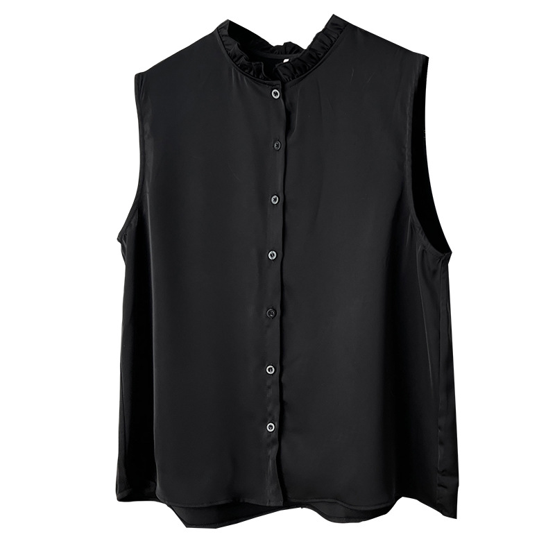 Summer Blouses New 100KG Stylish And Elegant Ruffled Collar Sleeveless Shirt Plus Size Women Tank Tops 161