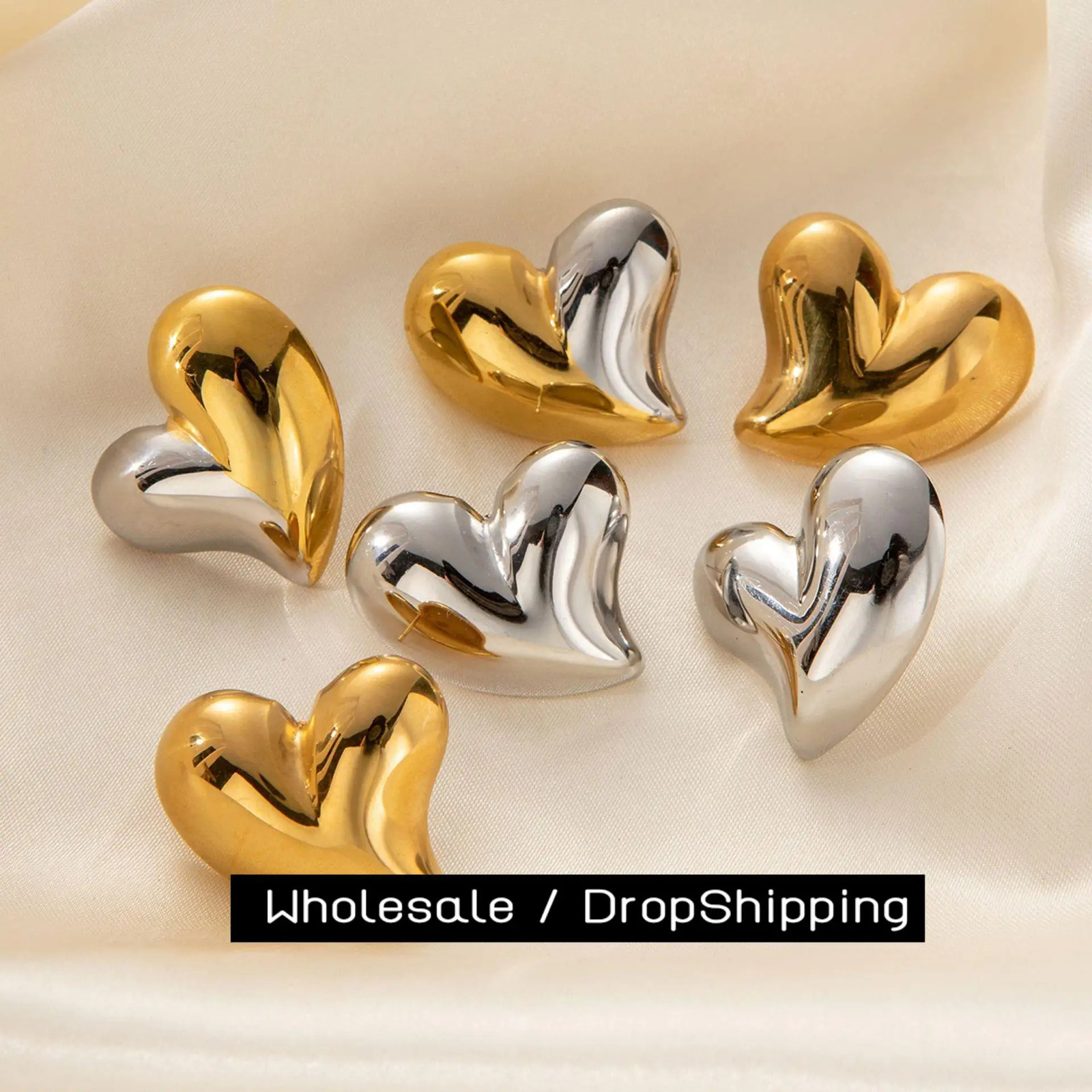 CARLIDANA High Quality Punk Chunky Large Heart Stud Earrings Waterproof 18k Gold Plated Stainless Steel Earrings for Women 250729