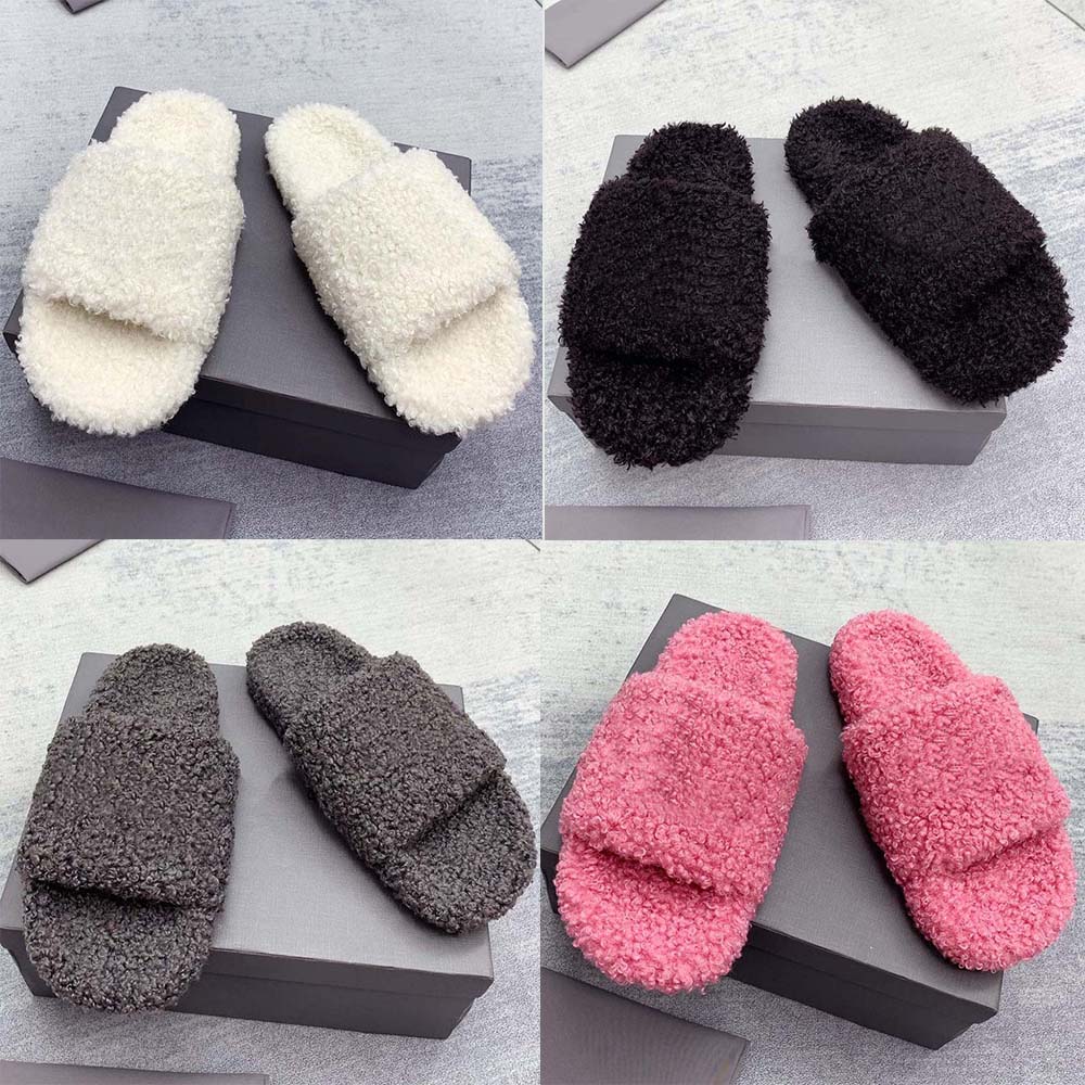 Designer slippers sandals luxurious plush plush slippers hot selling in winter flat bottomed non slip warm and comfortable versatile slippers in siz