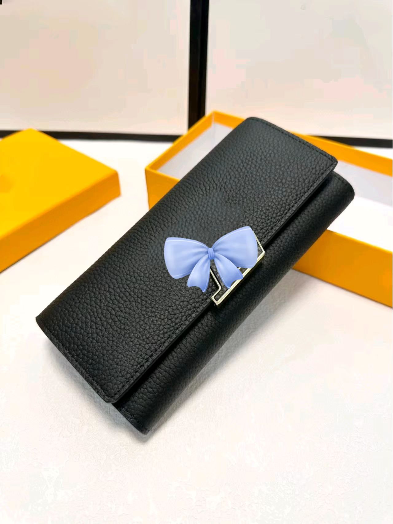 2025 model 10A - high-quality luxury brand women's wallet classic style black card holder mini wallet comes with dustproof box bag fashionable