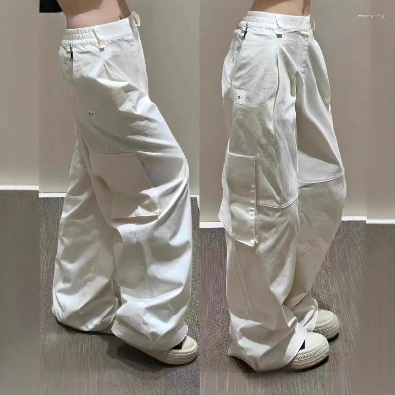 Women's Pants Summer Pocket Work Wide Legs Fashion High Waist Sports Leisure Floor Casual Girl Loose Straight Leg