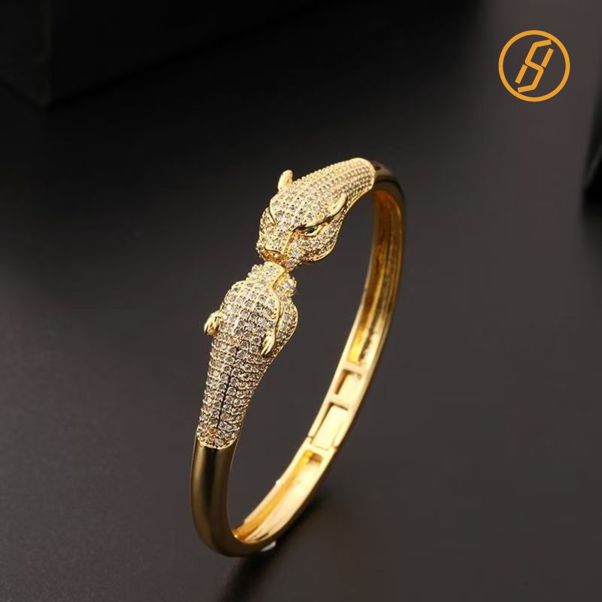 European and American Leopard Bracelet Plated 18K Gold Micro-set Zircon Hip-hop Personality Open Cheetah Bracelet Designer Bracelet