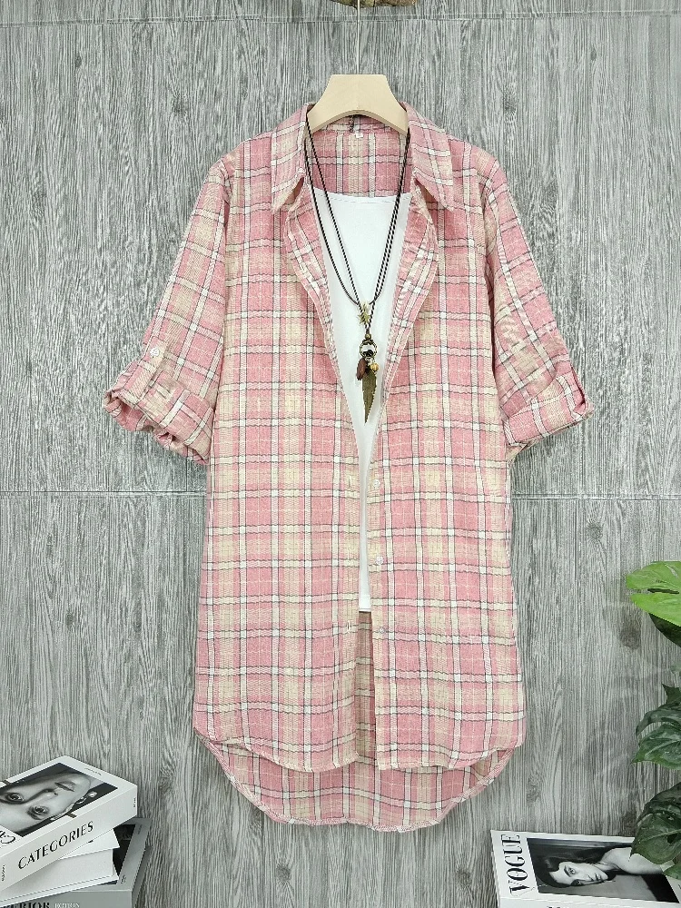 Plus Size Women's Plaid Shirt Chic Women Blouse Elegant and Youth Blouses New in External Clothes Korean Style Clothing Camisas