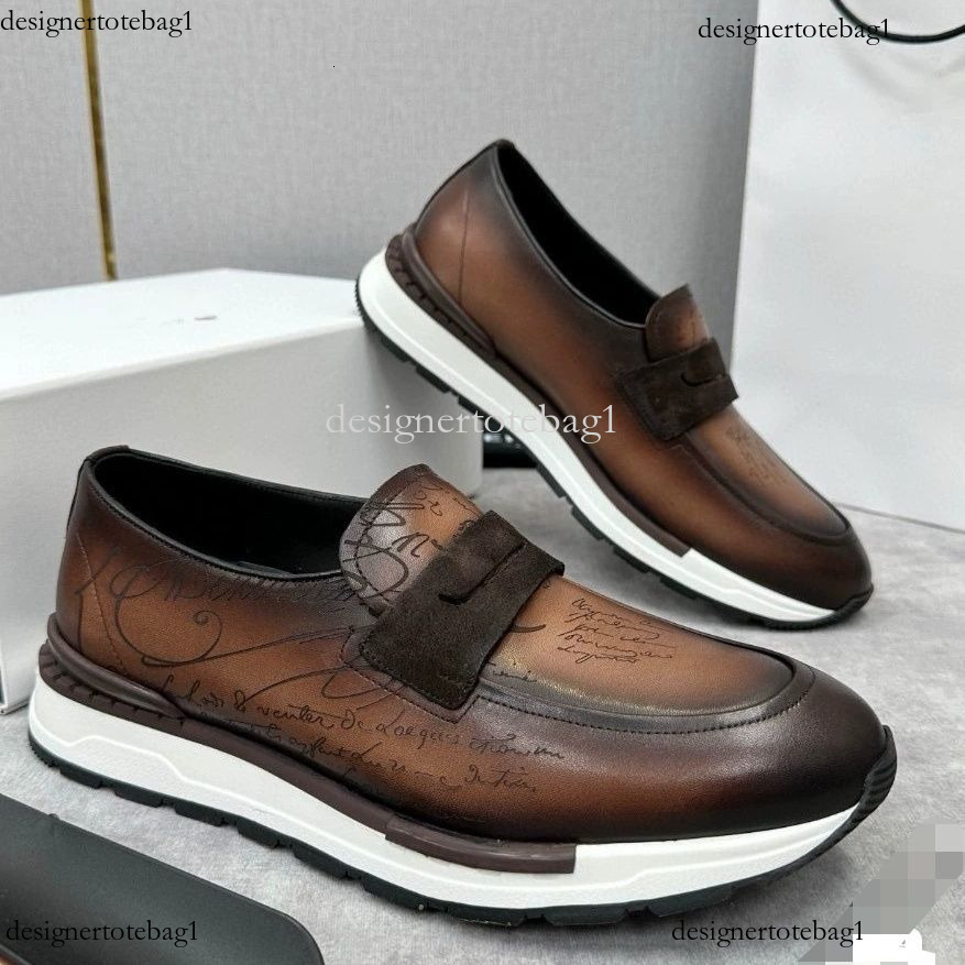 Nouveau Berlut baskets en cuir de veau à Texture brossée pour hommes, chaussures décontractées expédiées