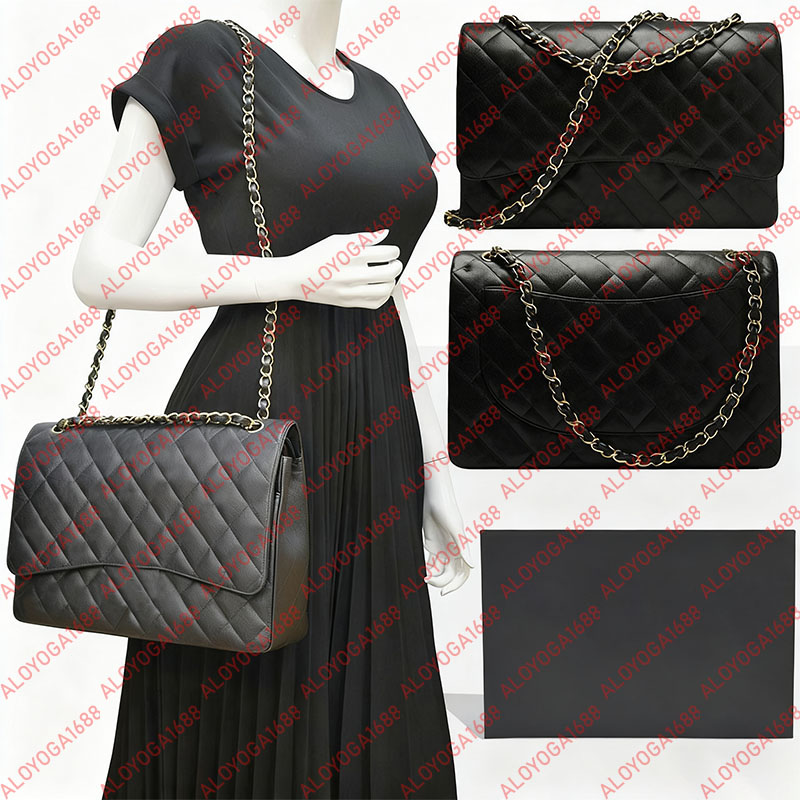 10A Luxury Handbags Woman Designer Bag Purse Genuine Leather Maxis Classic Flap Lambskin Shoulder Bag Large Size 33CM Grained Calfskin Crossbody Bag