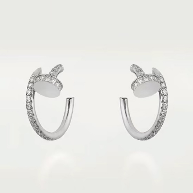 luxury 18k gold earrings nail stud earrings for women exquisite simple fi diamd hoop lady moissanite earrings Jewelry Valentines Day Gift S261009