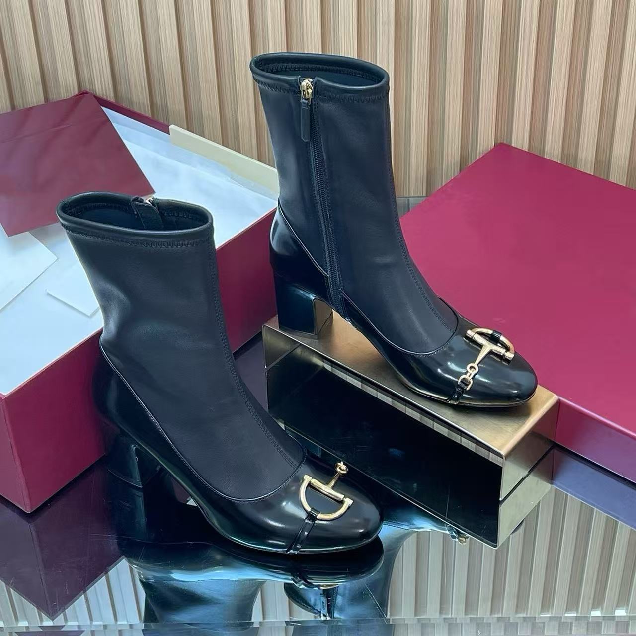 2025 New Designer Boots Women Martin Desert Boot High Heels Ankle Boots Vintage Print Leather Boot Classic Fashion Outdoor Shoes 35-42