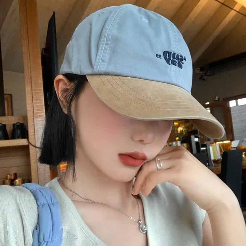hot 2026 new Cotton Contrast Color Baseball Cap For Women JK Korean Embroidery Peaked Hat Girls Outdoor Sports Sun Visors Hats 251031