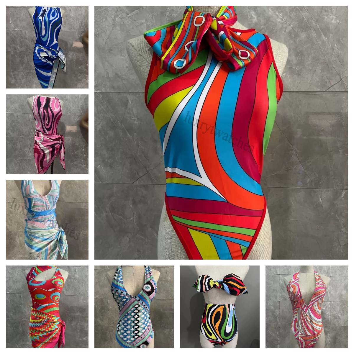 Women Swimwear Sexy Hollow Designer Pucciis Swimsuits Scarf Skirt Beachwear Sexy V Neck Beachwear Beach Holiday Bathing Suits One Piece Swimsuit-image-1051504380