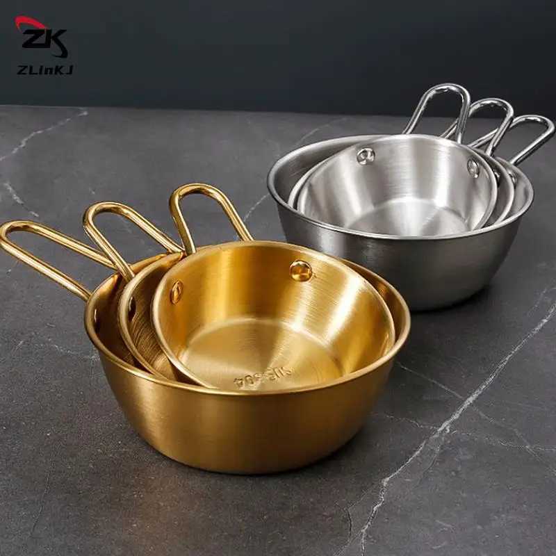 Household Food Sauce Bowls Dessert Tableware Kitchen 304 Stainless Steel Bowl Korean Round R Wine Bowl with Handle Y251101-image-1082679989