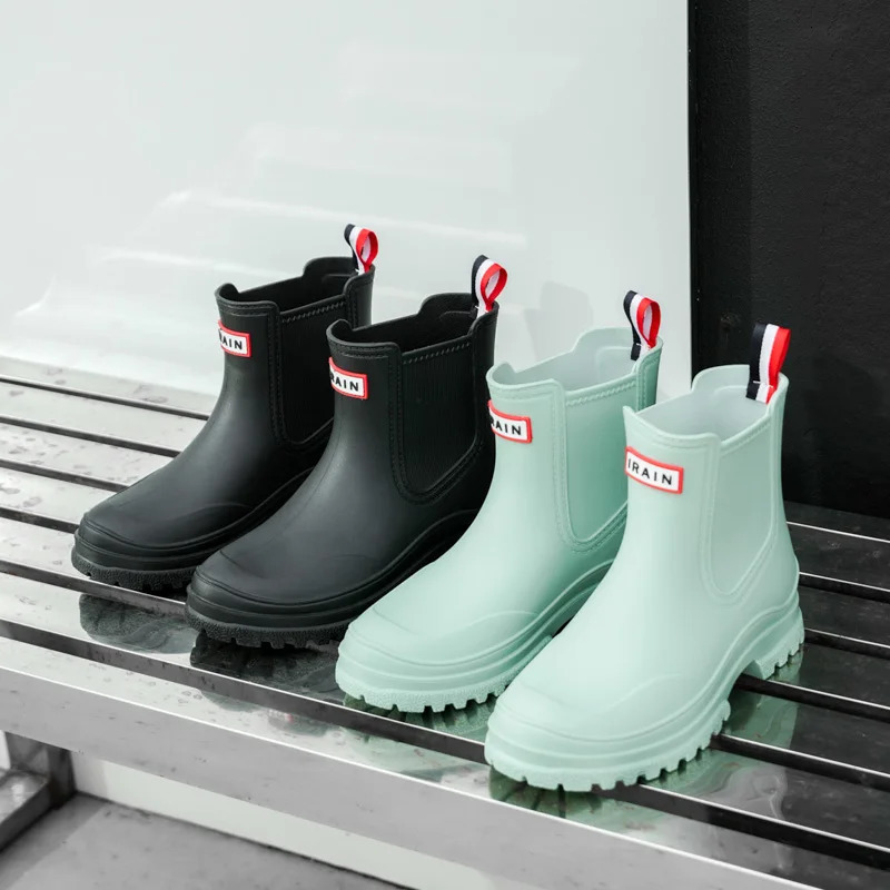 1 paire de bottes de pluie courtes pour femmes, chaussures d'eau antidérapantes en Pvc, chaussures imperméables d'extérieur pour femmes, bottes d