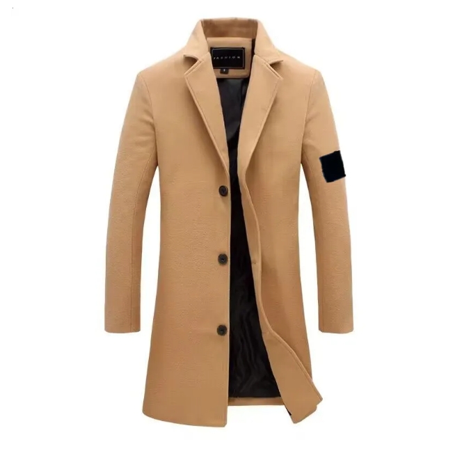 Men's Jackets Fashion men's woolen coat solid color casual lapel double-breasted coat woolen coat men's long-sleeved cardigan jacket