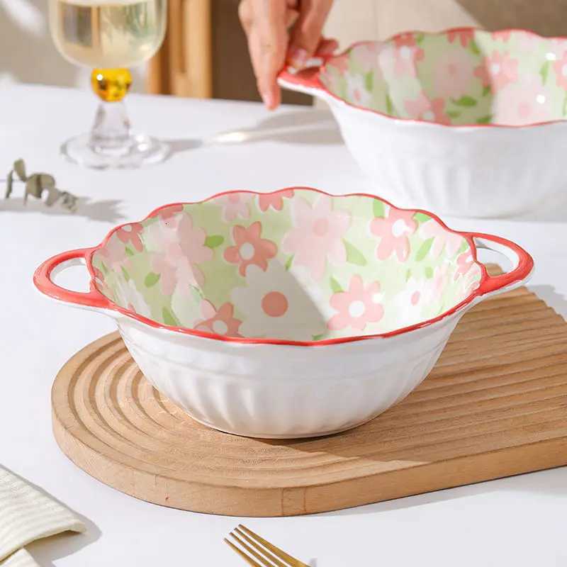 Double Ear Soup Bowl Household Small Fresh Breeze Instant Noodle Bowl Tableware Y251101-image-1082680416