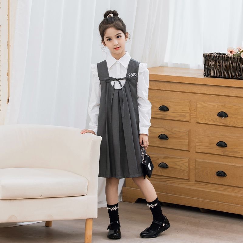 D582 Girls&#039; dress set, 2025 spring and autumn new style, fashionable children&#039;s Korean style school dress, princess dress for medium an-image-1082753805