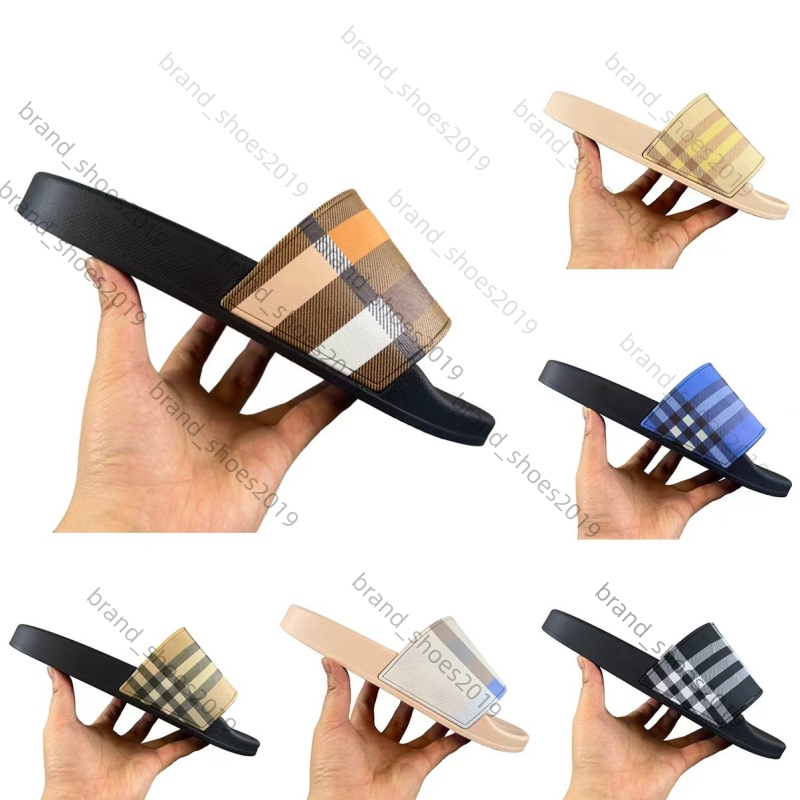 Designer Check Sandales Slides Summer Beach Pantoufles Vintage Tartan Slider Hommes Femmes Haute Qualité Luxe Archive Beige Imprimer Slide En Rel