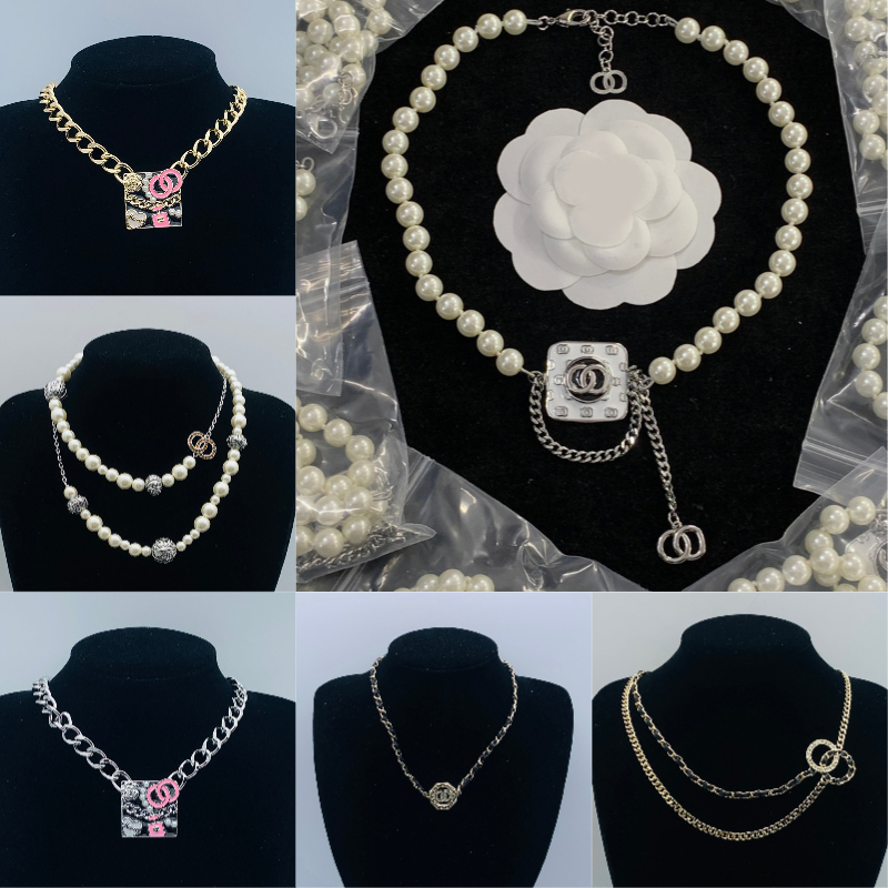Perle Pull Chaîne Colliers Designer Pendentifs Bijoux De Luxe Ras Du Cou Femmes Diamants Lettre Cuivre Haute Qualité Collier Cadeau Bon Nice