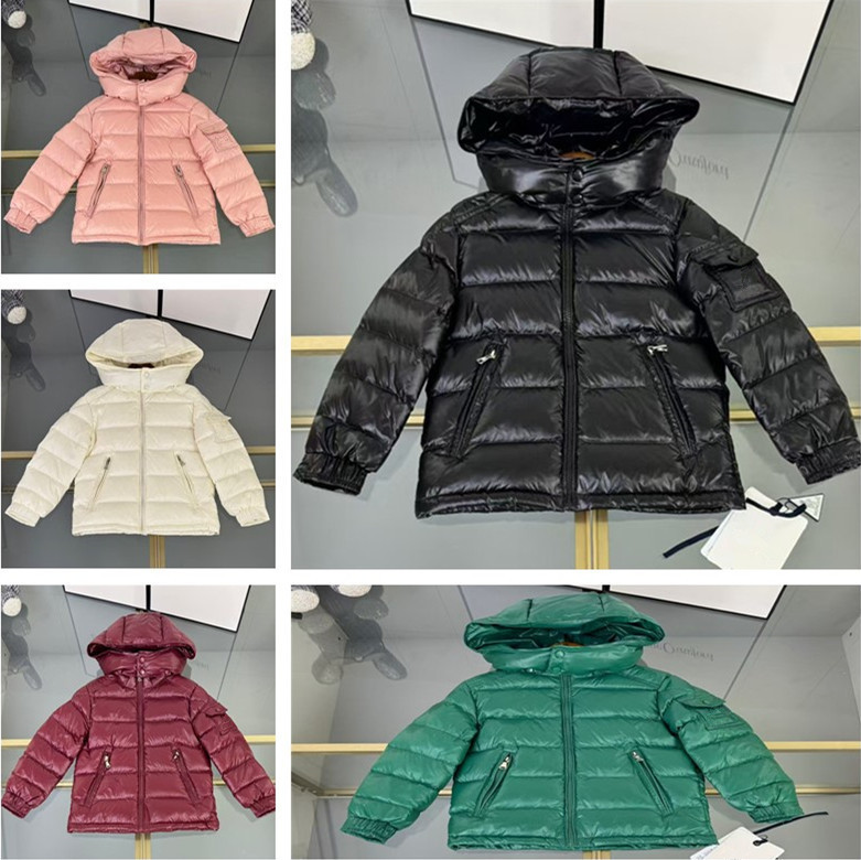 Bébé Designer Vêtements Down Manteau Mode Hiver Classique Veste Pour Enfants Garçons Filles Maya Noir À Manches Longues À Capuche Fermeture À Gli
