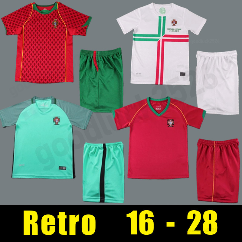 Retro kits football enfants Portugal maillot de foot 1998 2004 2006 2012 2016 RONALDO RUI COSTA FIGO NANI vintage classique pour enfant