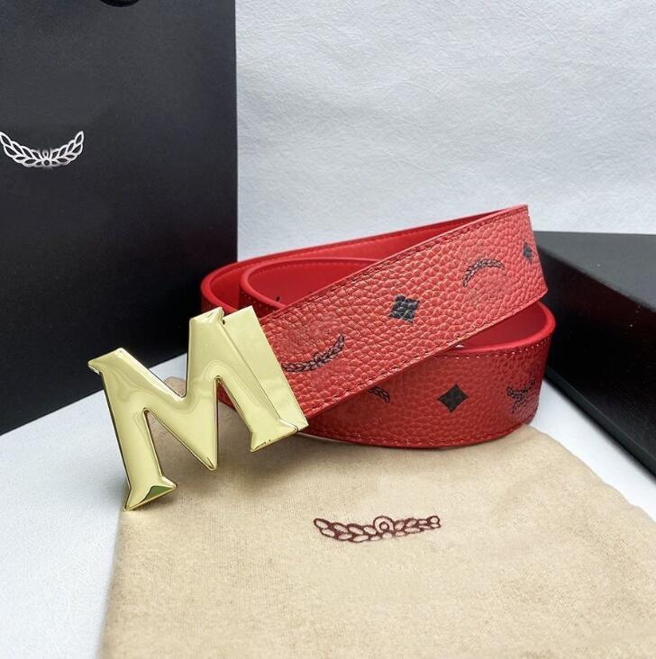 M Belt Buckle Fashion Genuine Leather Belts For men High Quality Men Letter Double Big Gold Sier Classical Designer Belt Women