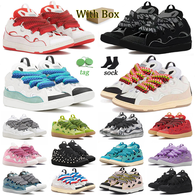 Designer Curbs Curb Sneakers Lacets Double Lacets Chaussures habillées Crème Plateforme en cuir authentique en maille en relief Lacet Up Mother a