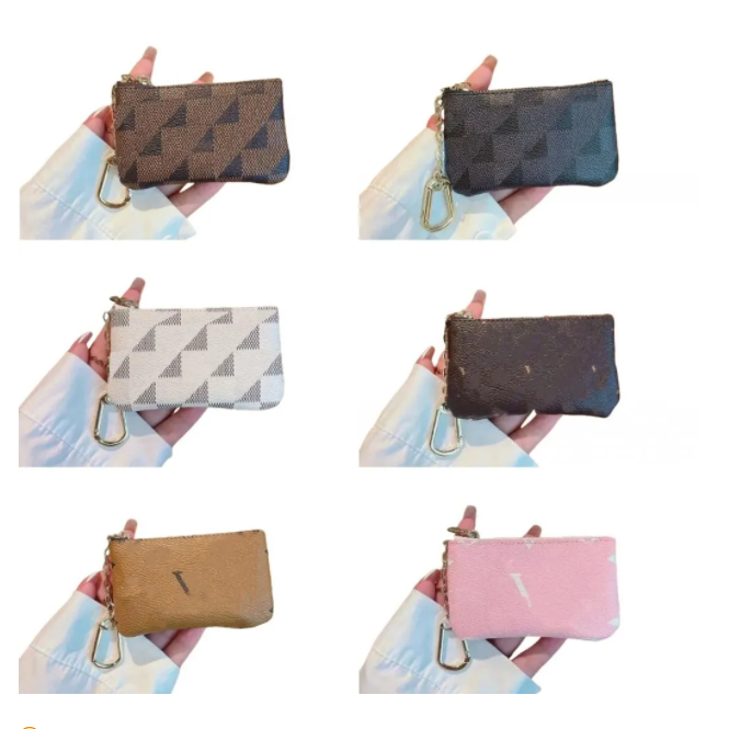 17color Designer Wallets Bag Keychain Ring KEY POUCH Coin Purse Damier Leather Credit Card Holder Women Men Small Zipper Purses Wallet d1d