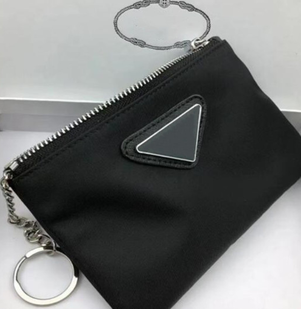 Luxury Designer key chain Nylon Canvas pouch Men Women Mini Wallets Keychains Black Zip pocket purse Lover Keychains Card holders Keyring Fashion