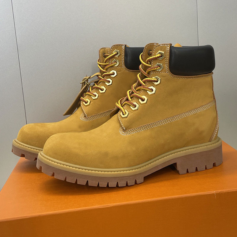 2025SS autumn winter couples lace up motorcycle bare short boots mens low heel color blocked knight hiking boots embossed calf leather fabric Women