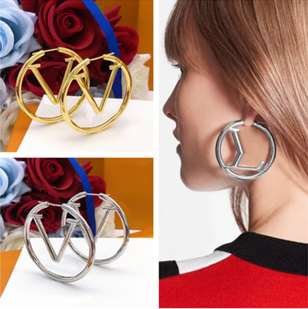 Women Charm Hoop Earrings Ear Studs For Lady Nice Christmas gifts dainty thick hoop earrings Designer Jewelry trendy gold hoop round earing-image-739889313