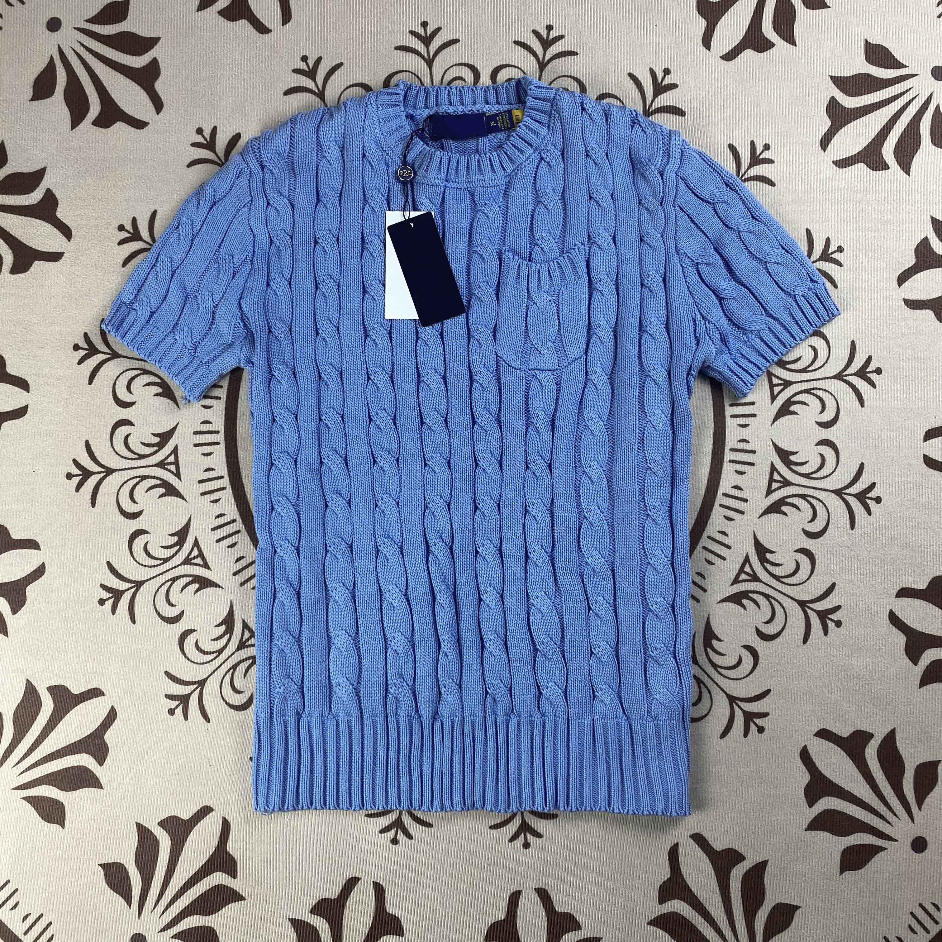 2025 Summer Women small horse embroidery knitwear crew neck casual short sleeve pullover knit shirt sweater Slim fitting top New Sweater streetwear
