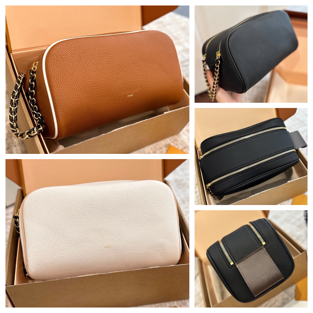 Top Quality luxury leather makeup bag Designer Travel Cosmetic bag pochette New trendy Women's makeup bag Toiletry bag Make up organizer Double
