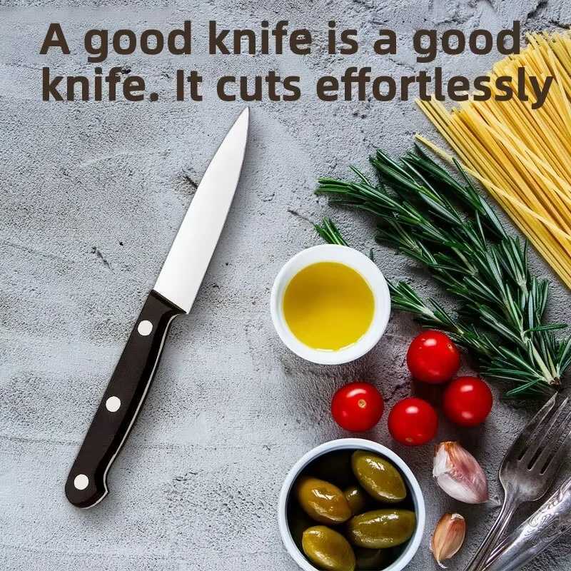 Kitchen knives 3Pack Black Fruit Knife Kitchen Knife Professional Chef Knife Sharp Portable Kitchen Utensil Knife Peeling Antirust Antistick Y251-image-1082932213