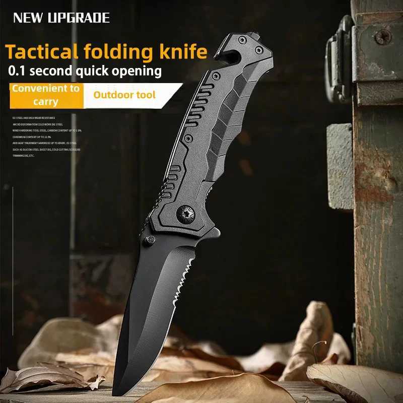 Kitchen knives lti functional outdoor camping knife with safety lock foldable blade and sharp pocket tactical knife suitable for fishing Y251103-image-1082931684