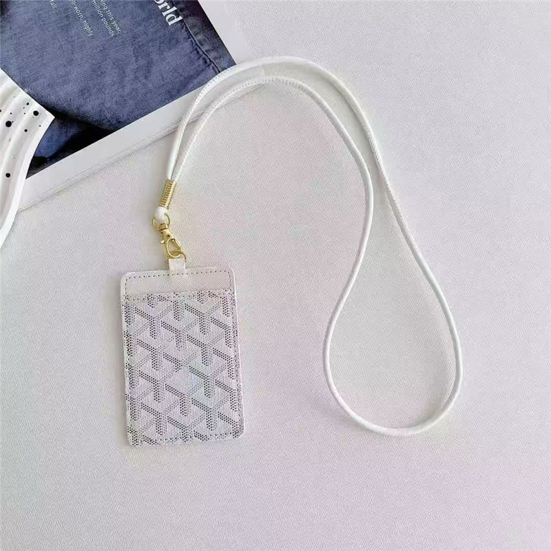 Fashion Work Card Holder Necklaces Hanging Rope Pendant Card Bags Student ID cards bag Luxury leather Wallets for Men Women Mini Purse with lanyard