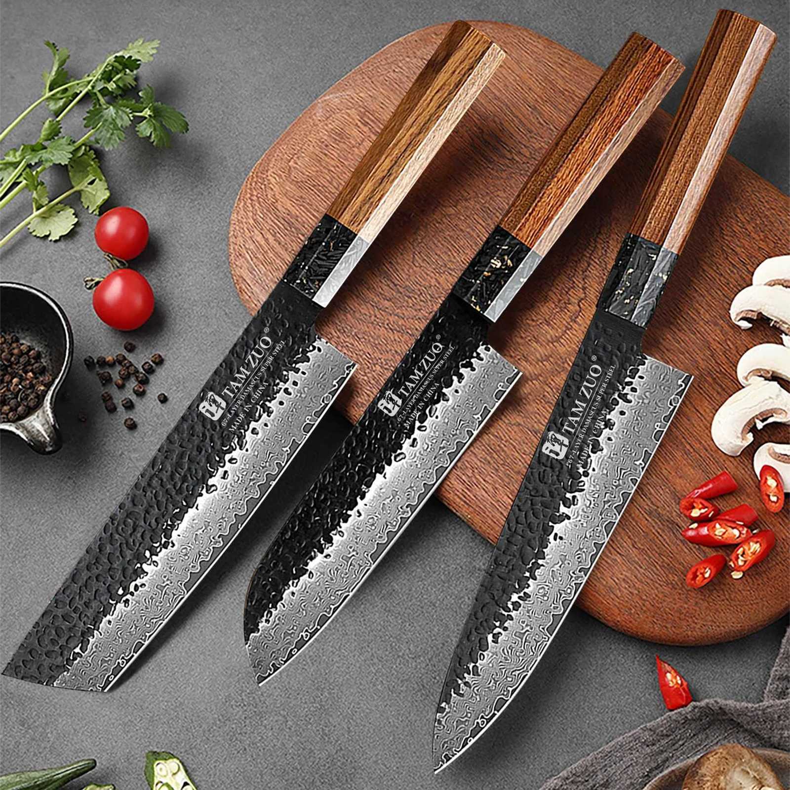Kitchen knives Hand Forged Kitchen Knives Damascus Steel Japanese Chef Knife Vegetable Slicing Sashimi Utility Cooking Kitchen Utensils Y251103-image-1082931313