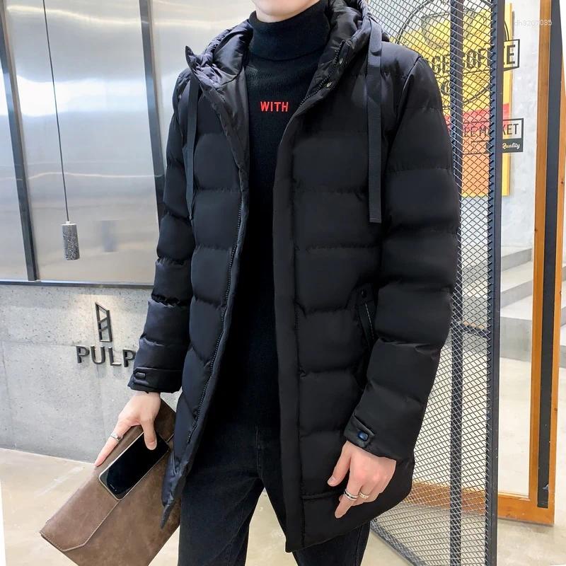 Men's Down 2025 Winter High Quality Medium To Long Cotton Jacket Large Size Hooded Korean Version Loose And Thic