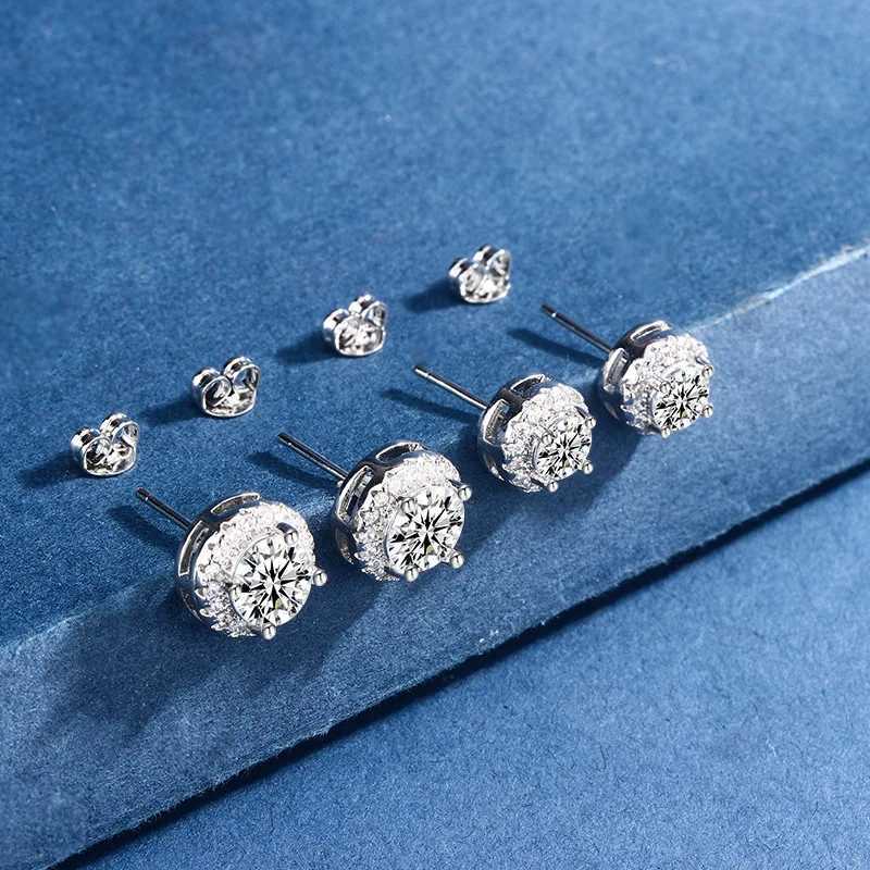 D VVS1 passes the diamond test pen Moissanite stud earrings 100% real 925 sterling silver 2 GRA certificate MoissanitaT250402