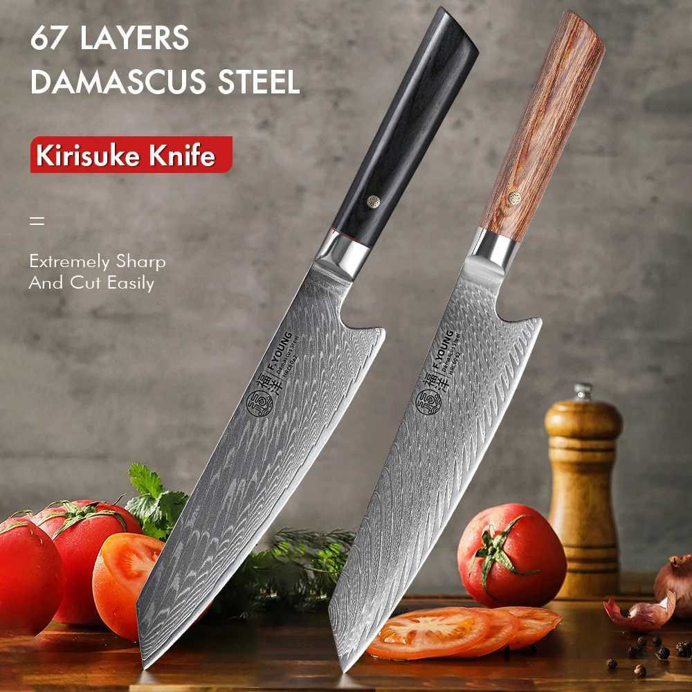 Kitchen knives FYOUNG 8 Inch Japanese Kiritsuke Chef Knife Hand Forged Damascus Steel Kitchen Knives Sharp Handmade Knife Slicing Cooking Tool Y2-image-1082932955