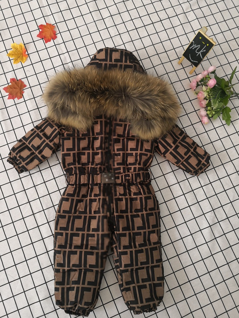 dhgate Down Coat Baby Overalls Jacket Real Fur Boy Jumpsuits Toddler Girl Clothes Snow Suit Winter Thick Infant Overcoat Kids Romper-image-1051826958