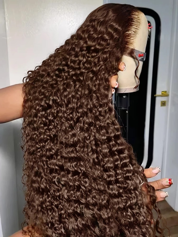 Dark Brown Wig Curly Human Hair Wigs Deep Wave Frontal Wig 13x4 HD Lace Wig Ready To Wear Water Wave Lace Front Wig pelucas Cosplay 41$