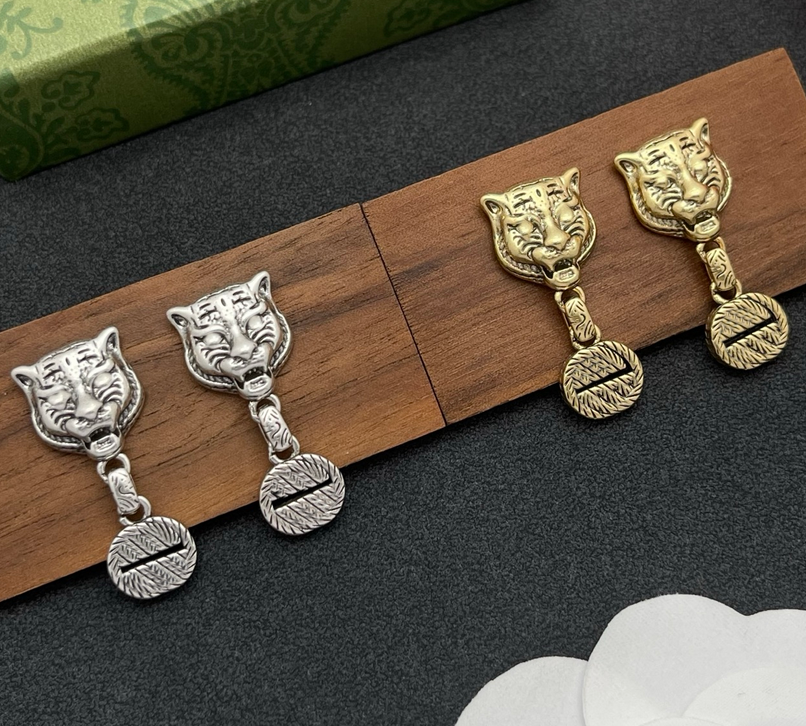 Retro Classic Designer Earring Stud Classic Lion Head Charm Letter Dangle Earrings Copper Eardrop aretes orecchini for Men Women Party Wedding Jewel